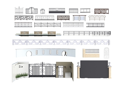 新中式其他景观 围墙 护栏 铁艺 栏杆