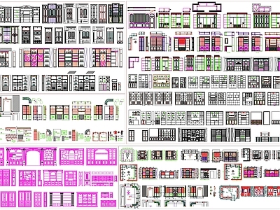 现代综合家具图库 酒柜 酒窖 装饰柜 施工图