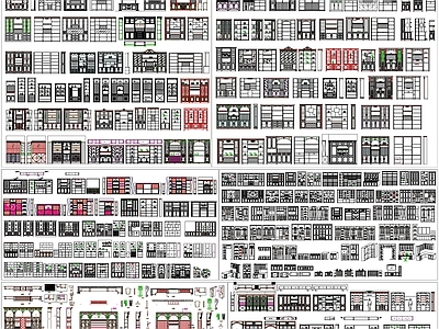 现代综合家具图库 书柜 装饰柜 酒窖 酒柜 施工图