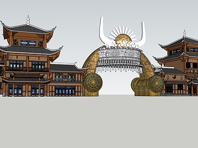 中式古典风格建筑 苗族 街道 苗族大 坡地宫殿 特色风格 旅游景点 城堡 广场