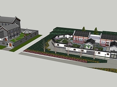 复古中式风格建筑 四合院仿古北方