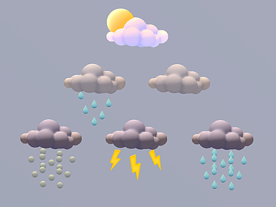 军事器材 云天气符号 云天气图标 云天气多云 下雨下雪打雷 云朵冰雹