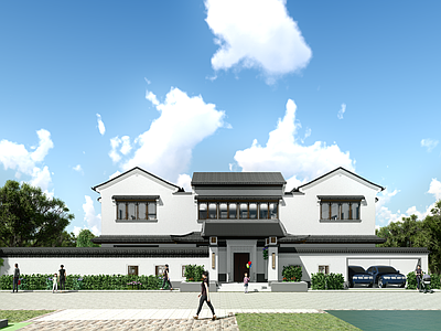 中式其他公共建筑 中式别墅 带下沉庭院