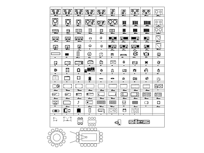 现代工装图库 图块 图库 设施图块 施工图 工装图库