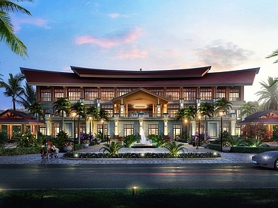 新中式售楼处建筑 会所 酒店 售楼部 商业