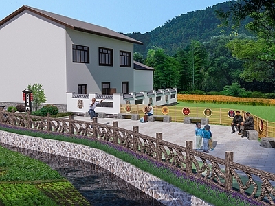 新中式景观公园 乡村小广场