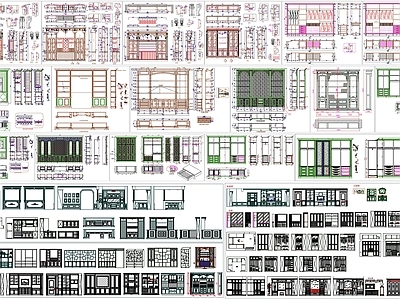 现代综合家具图库 装饰柜 酒柜 书柜 施工图