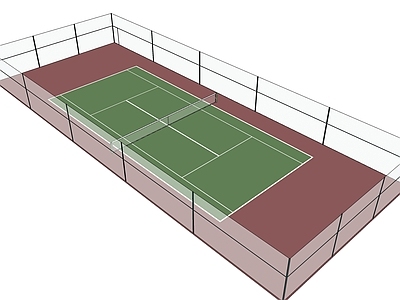 现代其他球场 网球场 室外标注网球场 钢丝网高