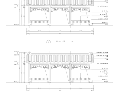 新中式中式廊架 美丽乡村仿古亭廊 中式休憩廊架 施工图