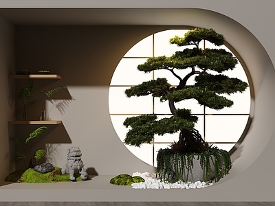 其他绿植 现代室内景观造景 庭院小品 景观树 植物组合 内景观