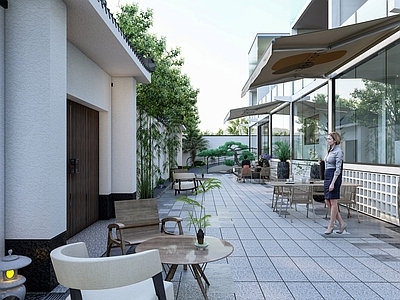 现代原木乡村庭院 民宿庭院景观 民宿户外外摆 庭院小品 庭院花园 乡村庭院