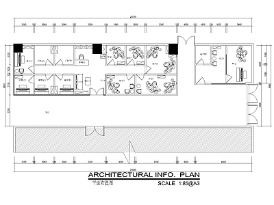 现代培训中心 音乐培训室平面图 钢琴摇滚乐器培训 施工图