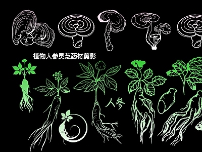 现代新中式挂件 植物人参灵芝药材