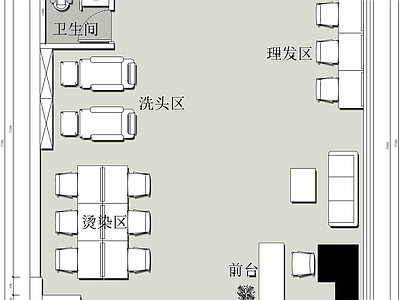 现代其他商业空间 理发店设计平面图 美发店设计平面图 施工图