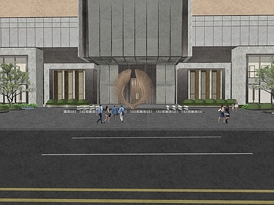 现代新中式入口大门 小区入口大 示范区入口 入口水景 入口
