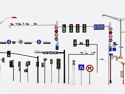交通信号灯 交通信号灯 路口红绿灯 监控 路标 道路灯高杆灯