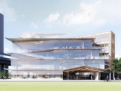 新中式极简小公建 隈研风格网红小建