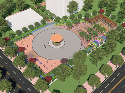 现代极简口袋公园 口袋公园 老年人公园 休闲公园 园 市民广场 街头景观公园