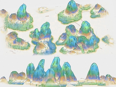 新中式其他摆件 中国风立体山水画 水墨画山水山脉 中国风水墨风山水 山水卷轴 立体中国山水画