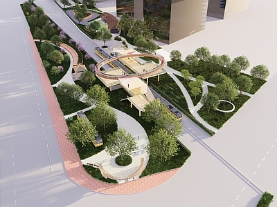 现代新中式口袋公园 口袋公园 景观 城市驿站 公园