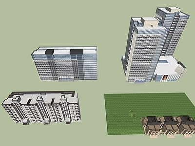 现代新中式小区建筑 别墅 多层 高层