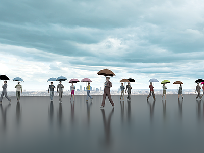 多人 下雨打伞人群 打伞走路 路灯下雨天 多人人群 步行雨伞