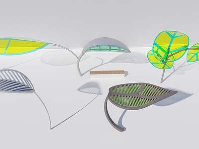 现代廊架 异形廊架 树叶廊架 树叶构筑物 圆形 半圆形廊架