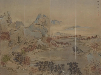 新中式中式硬包 中式山水画硬包 中式山水画