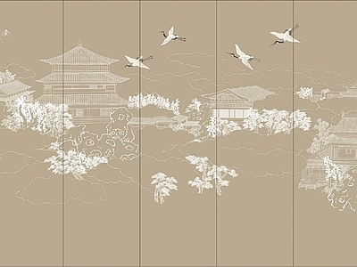 新中式中式硬包 中式山水画硬包 中式山水画