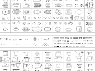 现代综合家具图库 办公 施工图