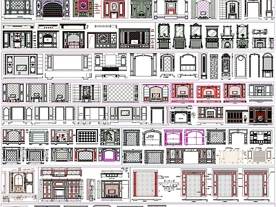 现代背景墙 电视 墙面立面图 施工图