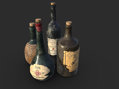 酒水食物 旧朗姆酒瓶 旧酒瓶 酒瓶子 旧瓶子 玻璃瓶子