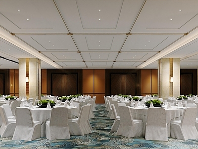 现代新中式中餐厅 酒店 新中式 新中式宴会厅 宴会厅