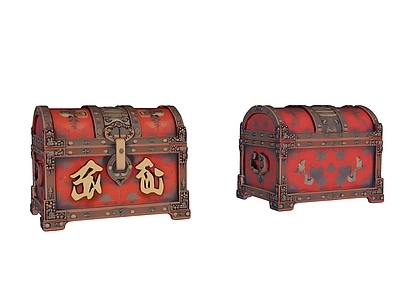 中式复古其他小品 中古藏宝箱 复古藏宝箱 现代复古皮箱 木箱宝箱 复古收纳箱