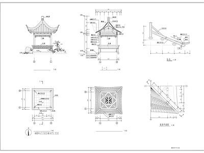 现代亭子 方亭 施工图