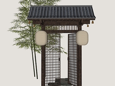 新中式中式庭院门 中式庭院门 庭院木门