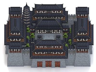 中式古建 三国建筑 都城 古建 城池 城 古代城市 建筑群