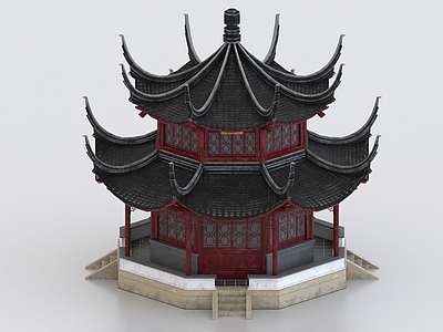中式古建 凉亭 阁楼 亭子 八角亭