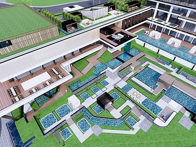 新中式中式酒店建筑 地酒店 温泉酒店 高层酒店 乡村度假酒店