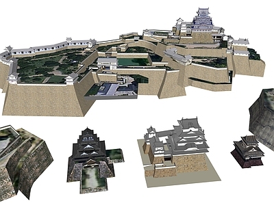 日式复古风格建筑 城堡 日式城堡 古代城堡 城堡