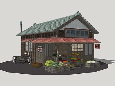 日式风格建筑 水果店 商店
