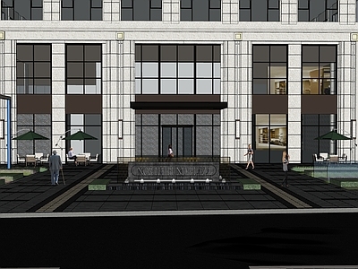 现代商业景观 沿街商业 社区底商 地铁出入口 水景