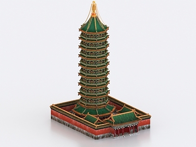 中式古建 大报恩寺琉璃塔 佛塔 古建 寺庙