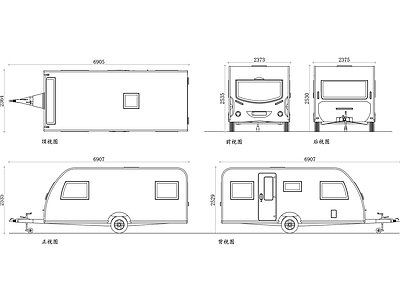 现代交通工具图库 标准大篷车平面图 大篷车结构图 大篷车设计图 车内布局图 大篷车改装图 施工图