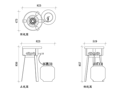 现代厨房设施 丙烷炊具平面图 炊具结构图 炊具设计图 丙烷连接图 炊具使用图 施工图