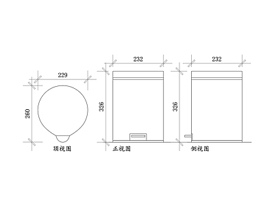 现代卫浴设施 厕所垃圾桶平面图 垃圾桶结构图 垃圾桶设计图 厕所布局图 垃圾桶放置图 施工图