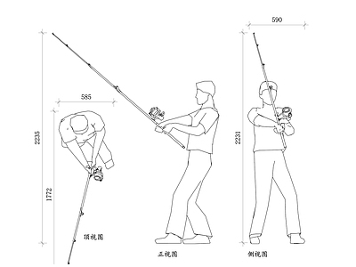 现代人物 钓鱼平面图 钓鱼姿势图 钓鱼装备图 钓鱼场景图 钓鱼技巧图 施工图
