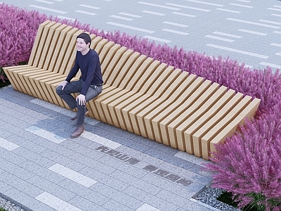 现代新中式景观座椅 木景观座椅 景观座椅 异形座椅 异形景观座椅
