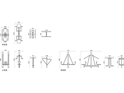 现代运动器材 健身器材平面图 健身器材结构图 健身器材设计图 户外布局图 健身器材安装图 施工图