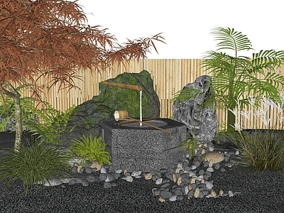 新中式日式庭院小品 流水 石臼水景 水钵 庭院花园